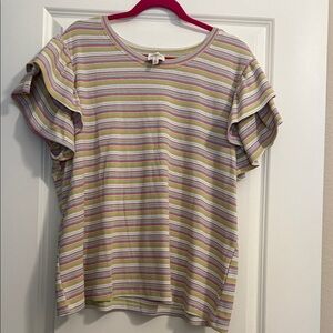 Hayden Multicolor Striped Short Sleeve Top